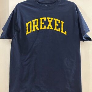Drexel University Dragons College T-Shirt Fanatics Size L Navy Yellow